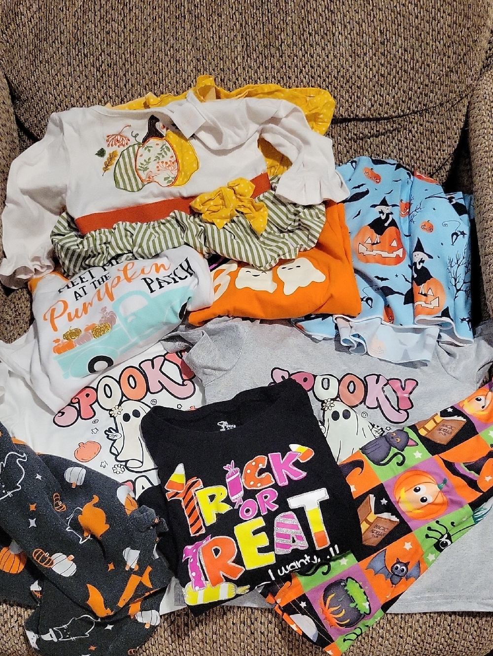 Halloween Kids' Outfit Bundle - Orange, Black, White, Blue